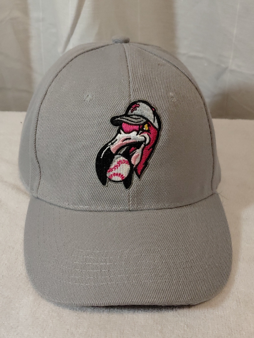 Gray Baseball Cap with Florence Flamingos Baseball Patch